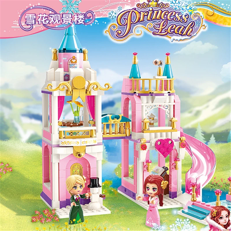 800pcs Princess Castle Building Block Bricks DIY Castle Blocks Set Girl Model Slide Brick Toys Compatible With Friends Kids Gift