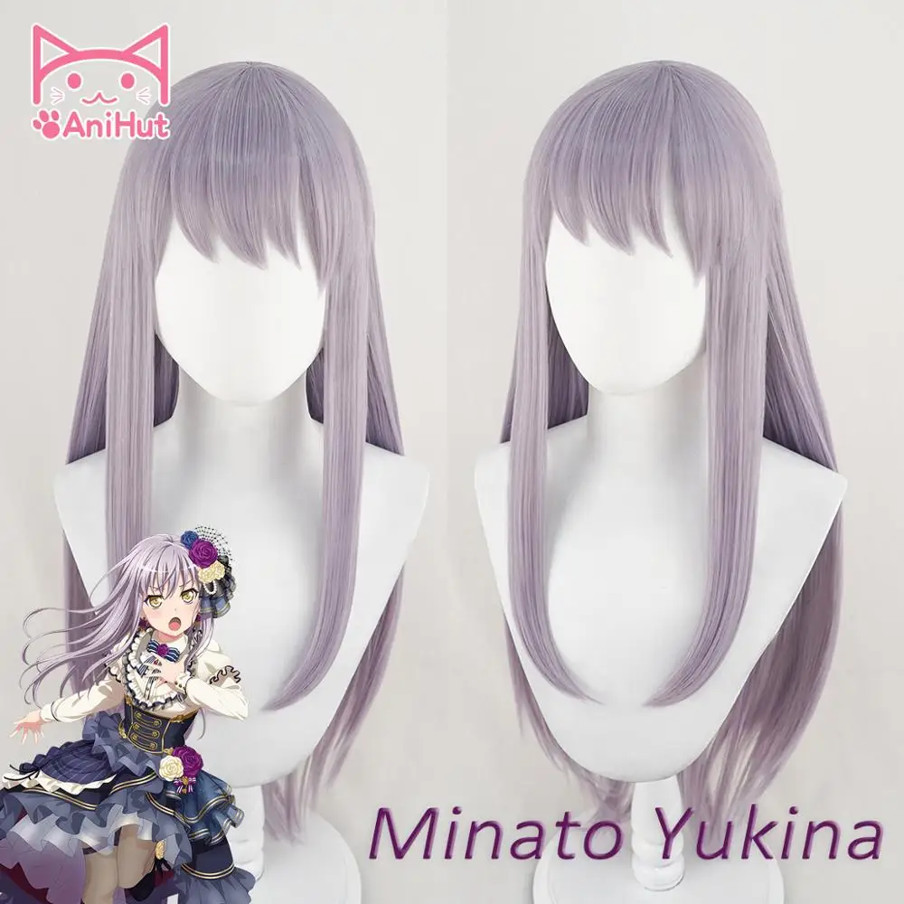 【AniHut】Minato Yukina Wig BanG Dream! Cosplay Wig Synthetic Purple Women Hair Anime Bandori Cosplay Minato Yukina Costume