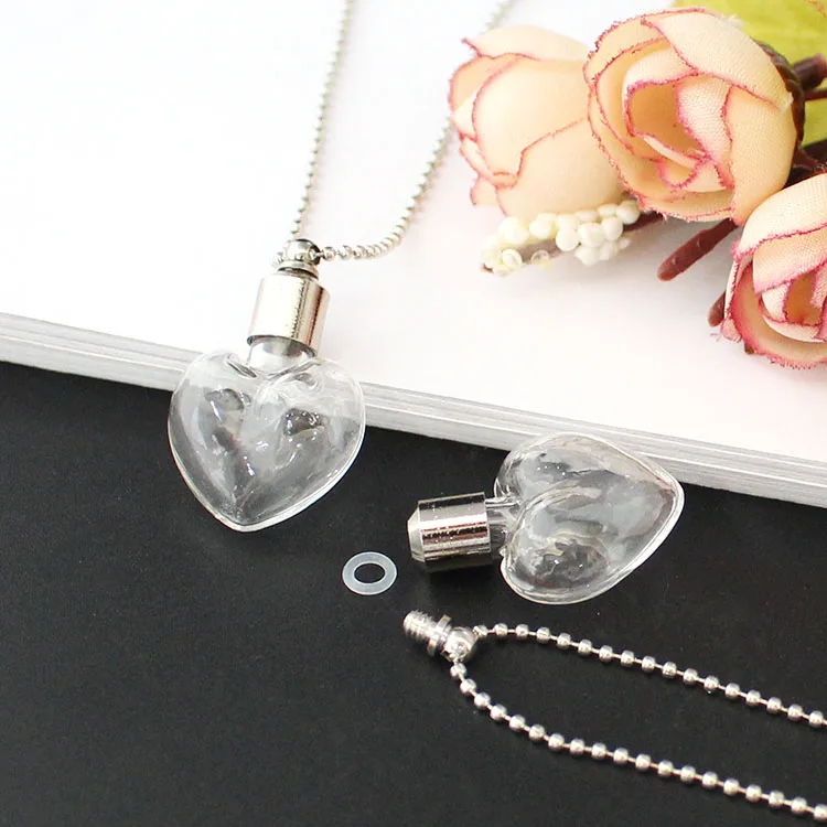 2PCS Glass Locket Urn Jewelry Cremation Jewelry Urn Necklace for Ashes Fillable vials Necklaces Blood Vial Necklace
