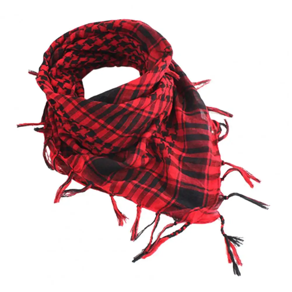 Foulard en coton unisexe pour hommes et femmes, écharpe légère à carreaux avec pampilles, style arabe du désert, Shemagh KeffIyeh, écharpe enveloppante Pashmina