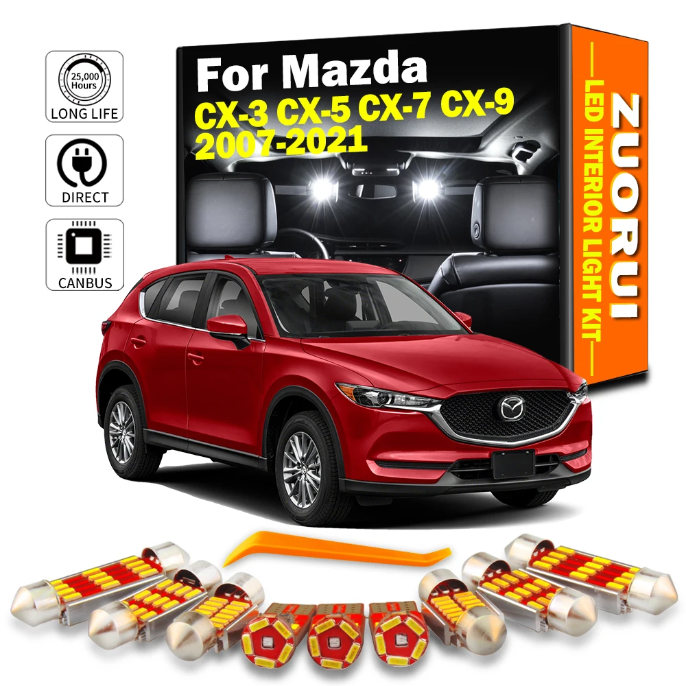 

ZUORUI Canbus светодиодный комплект внутреннего освещения для Mazda CX3 CX5 CX7 CX9 CX 3 5 7 9 2007-2015 2016 2017 2018 2020 2021 светодиодные лампы без ошибок