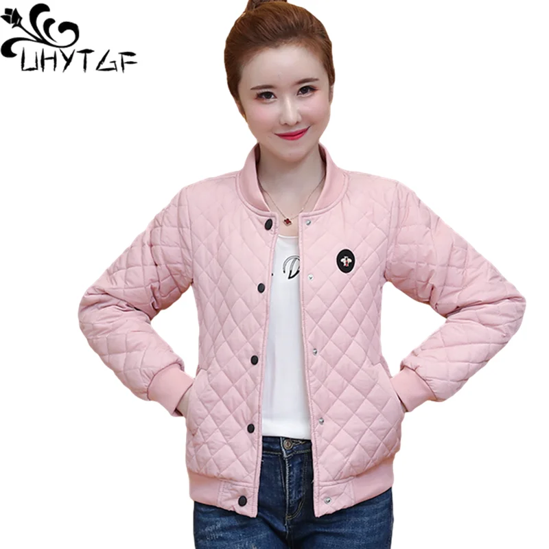 UHYTGF Women Jacket Thin Light Down Cotton Casual Warm Autumn Winter Coat Sweet Student Short Parker Female Big Size Tops 1286