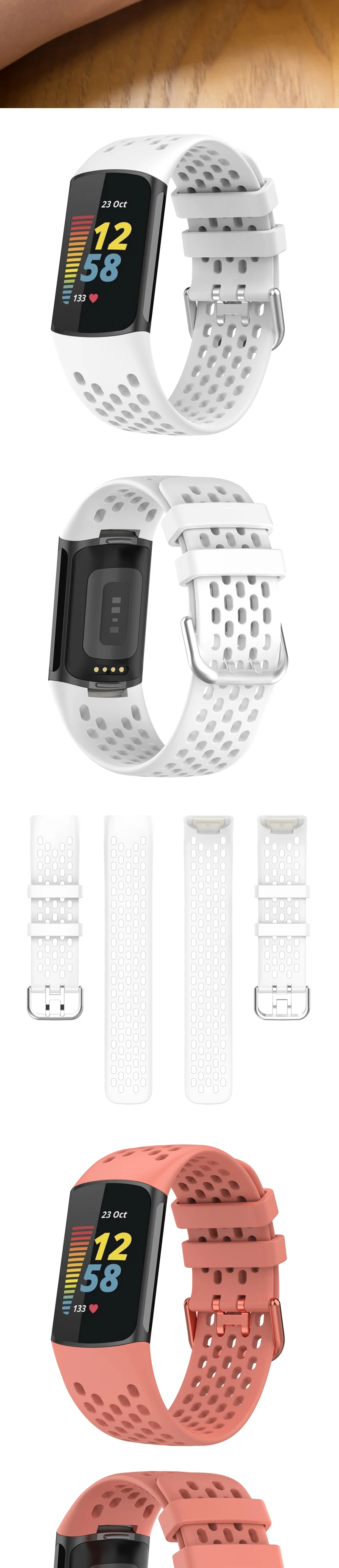 Breathable Rubber Strap For Fitbit Charge 5 Correa Sport Replacement Silicone Wristband For Fitbit Charge6 Watch Bracelet