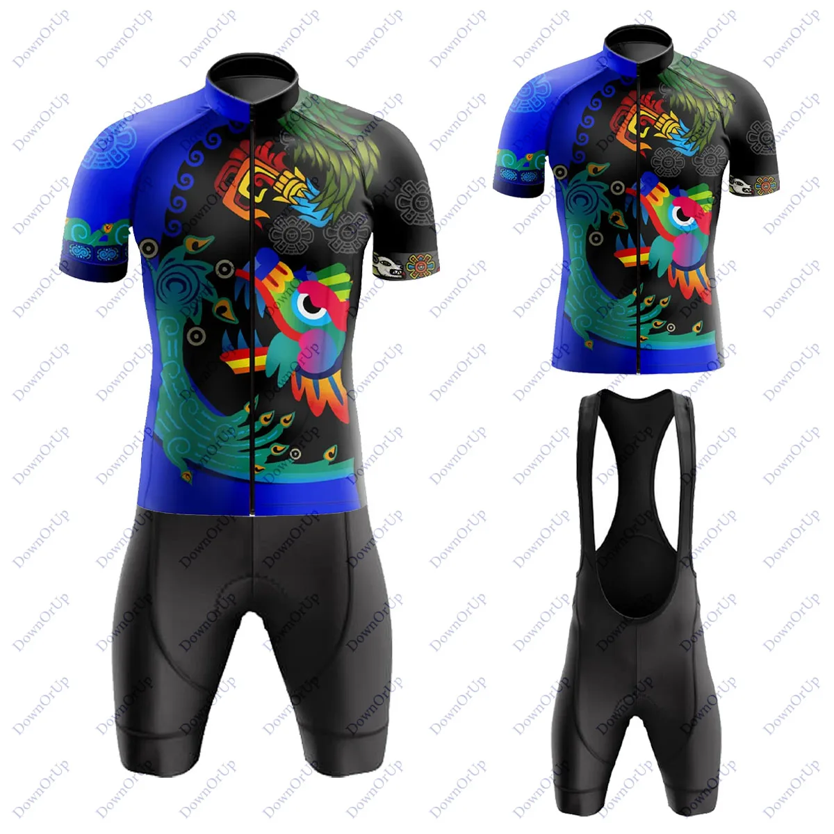 

Mexico Bike Team Men's Blue Cycling Jerse Set MTB Summer Bicycle Uniform Cycling Jersey 9D Gel Breathable Cushion Bib Shorts