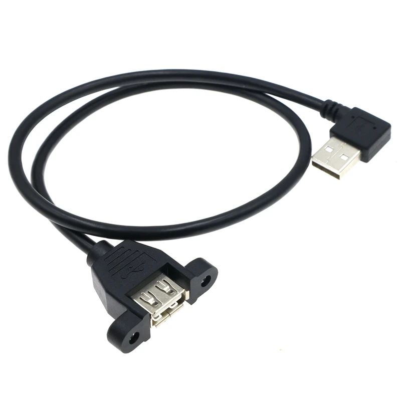 Cable adaptador de extensión de ordenador, Conector de montaje de Panel de cinta macho A hembra, USB 2,0 A, izquierda y derecha, agujero de 90 grados, arriba y abajo