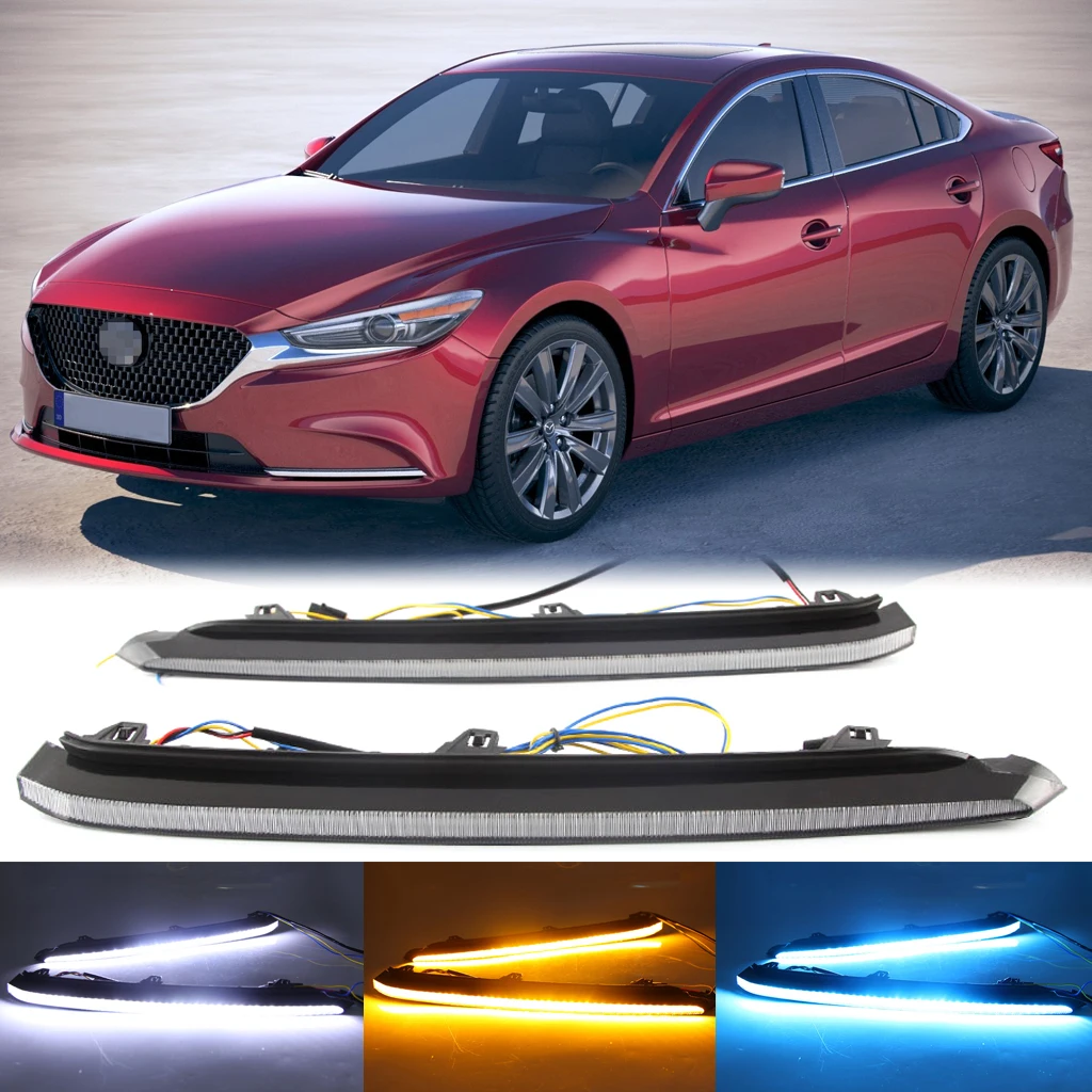 

3 Color LED DRL Day Light for Mazda 6 Atenza 2019 2020 Daytime Running Light Fog Lamp with Dynamic Sequential Turn Signal