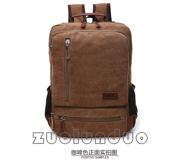 Vintage Canvas Rucksack für Herren, große Kapazität, Reise-Umhängetasche, hochwertige modische Studententasche, Herren-Notebook-Laptop-Rucksack – Detail 20