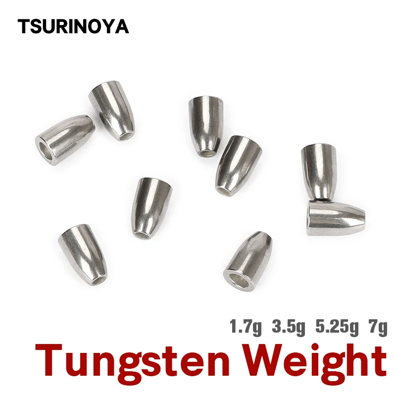 TSURINOYA Tungsten Bullet Sinker 1.7g 3.5g 5.25g 7g Texas Rig Fishing Soft Bait Worm Drop Sinkers Counterweight Accessories