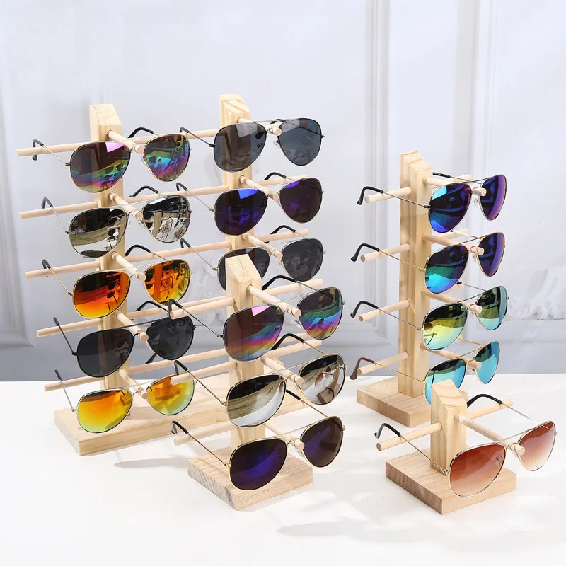 Natural Material Eco-Friendly Easy Assemblable New Fashion Wooden Eyeglasses Display Holder Glasses Stand Rack 9 Kinds Options