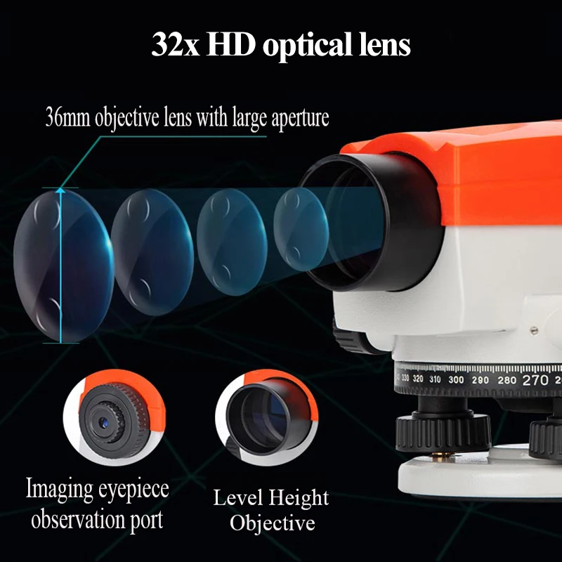 DS32 PLUS Optical Leveling Instrument Device Optical Laser Level Automatic Level Gauge 32x Optical Auto Level Mapping Level