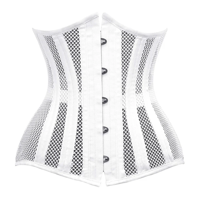 

Heavy Duty 24 Double Steel Boned Underbust Corset Bustier Slimming Waist Training Mesh Short Torso Body Shaper Fajas