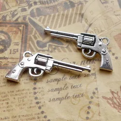 8pcs/Lot 34x15.7mm Antique Silver Color Gun Pistol Charms Pendant For Jewelry Making DIY Jewelry Findings