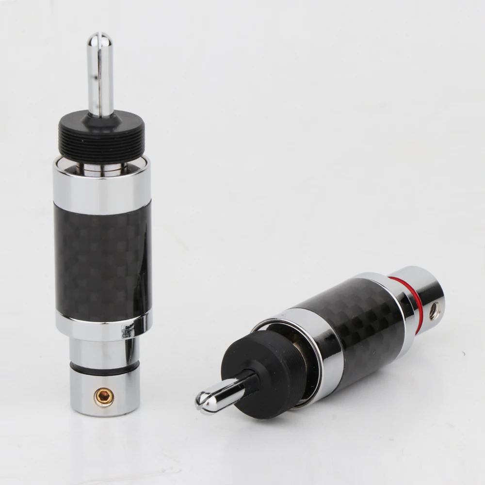 Hifi-Audiostecker, Bananenstecker mit rhodiniertem, schwarzem Kohlefaseranschluss, Lautsprecherkabel, männlich, 9 mm – Detail 10