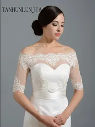 Customized New Half Sleeve Wedding Jacket Lace Bridal Bolero Shrugs Wraps Capes Stock One Size Appliques Wedding Accessory