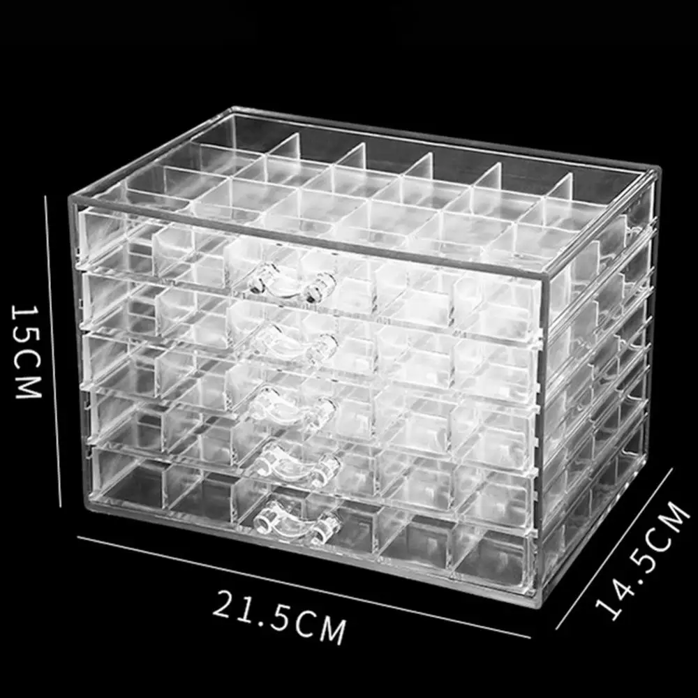 120 Grids Transparent Acrylic Nail Display Showing Shelf Organizer Makeup Manicure Jewelry Drawer Cosmetic Storage Box