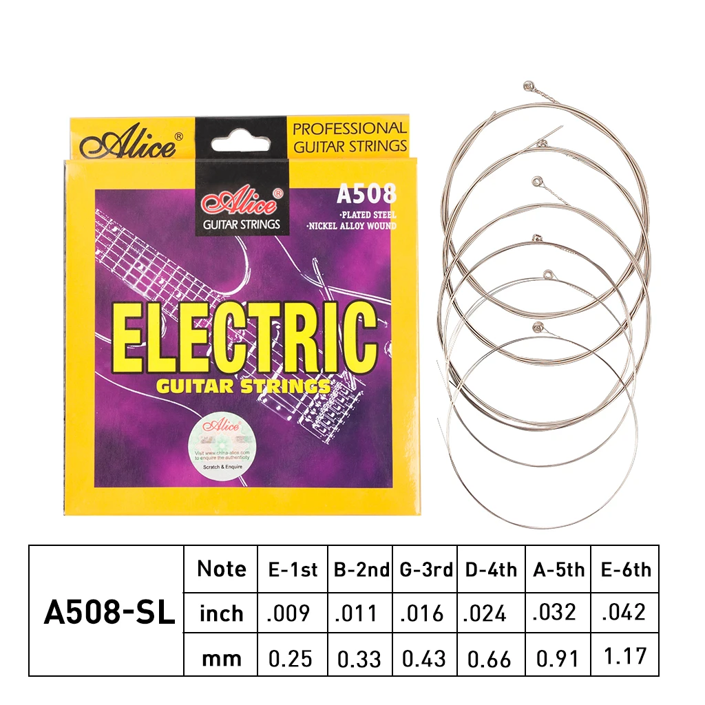 LOMMI Alice A508 Electric Guitar Strings .009-.042 Strings Gauge Stainless Steel Core Cupronickel Ball End Guitar Accessories