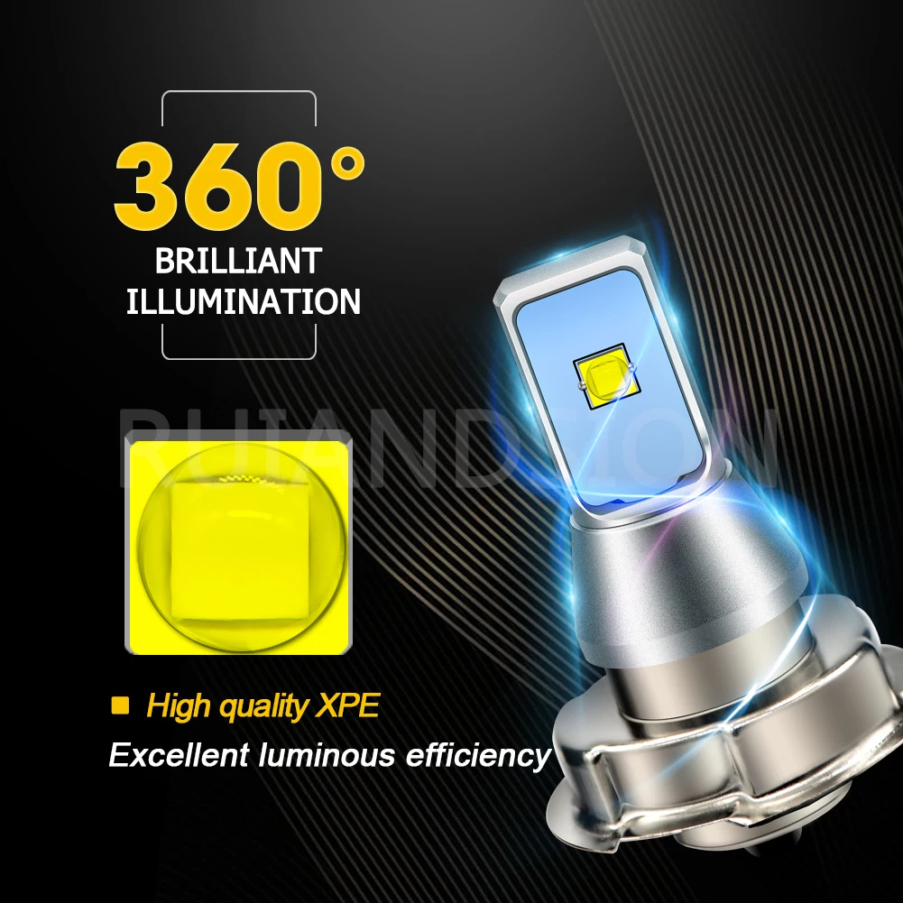 RUIANDSION 1Pcs P26S Motorcycle LED Moped Headlight Scooter Bulb Fog Light Headlamp Harvester XPE DC 6V-24V 12V 6000K 1200Lm