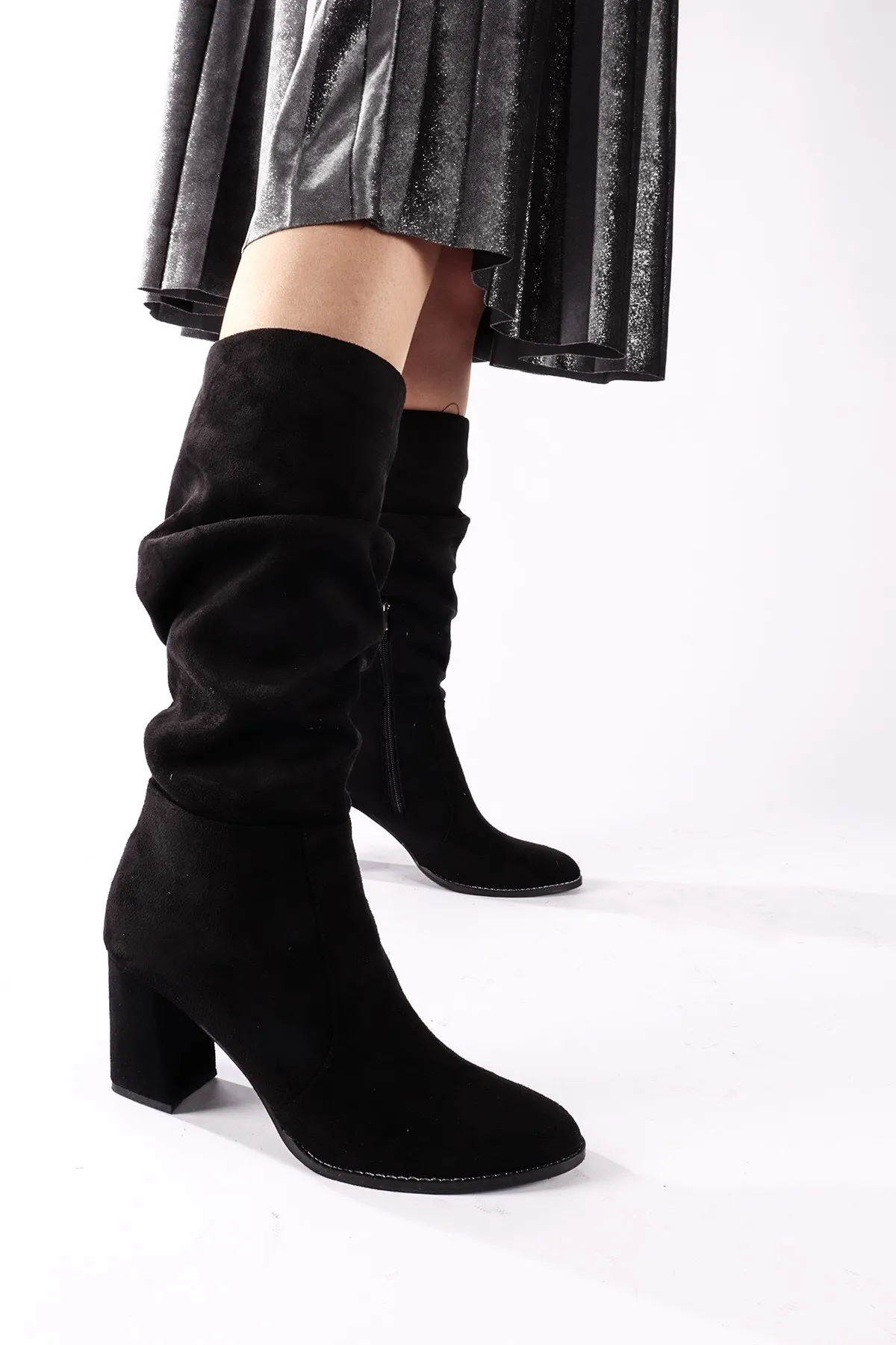 Fiona Black Suede Boots