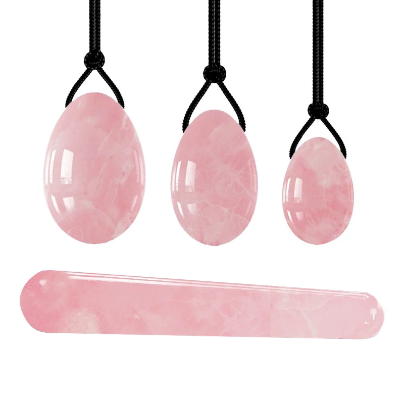 Oeuf de massage vaginal Yoni en quartz rose, exercice de Kegel IkWomen souligné, boule de geisha de foin, ensemble de baguette de Yoni, resserrement