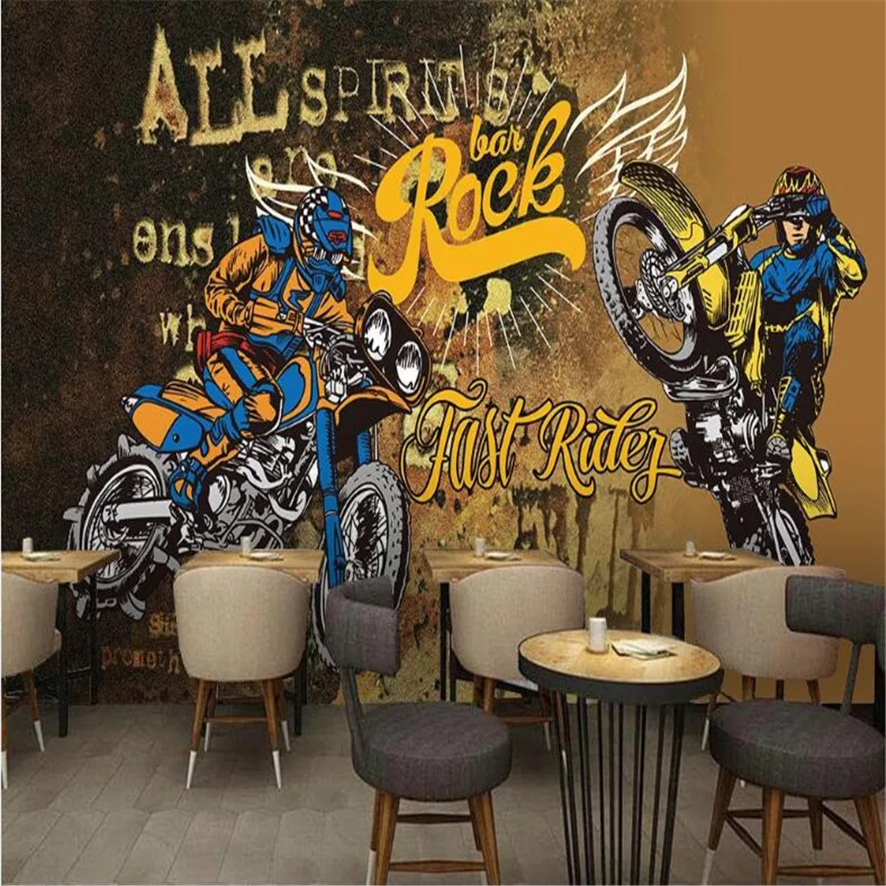 

milofi hand painted graffiti motorcycle background wall decoration painting