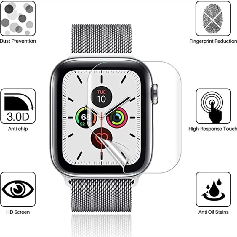 Screen Protector Film for Apple Watch 45mm 41mm 42mm 40mm 44mm Clear Full Protective Not tempered Glass iWatch Series 7 SE 6 5 3