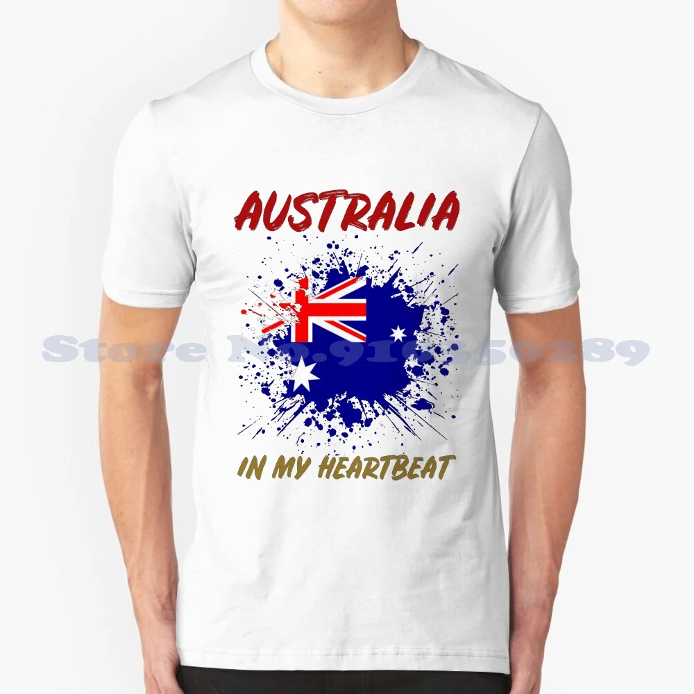 Australia 100% Cotton T-Shirt Australia Belgium Flag Heartbeat Soccer 2018