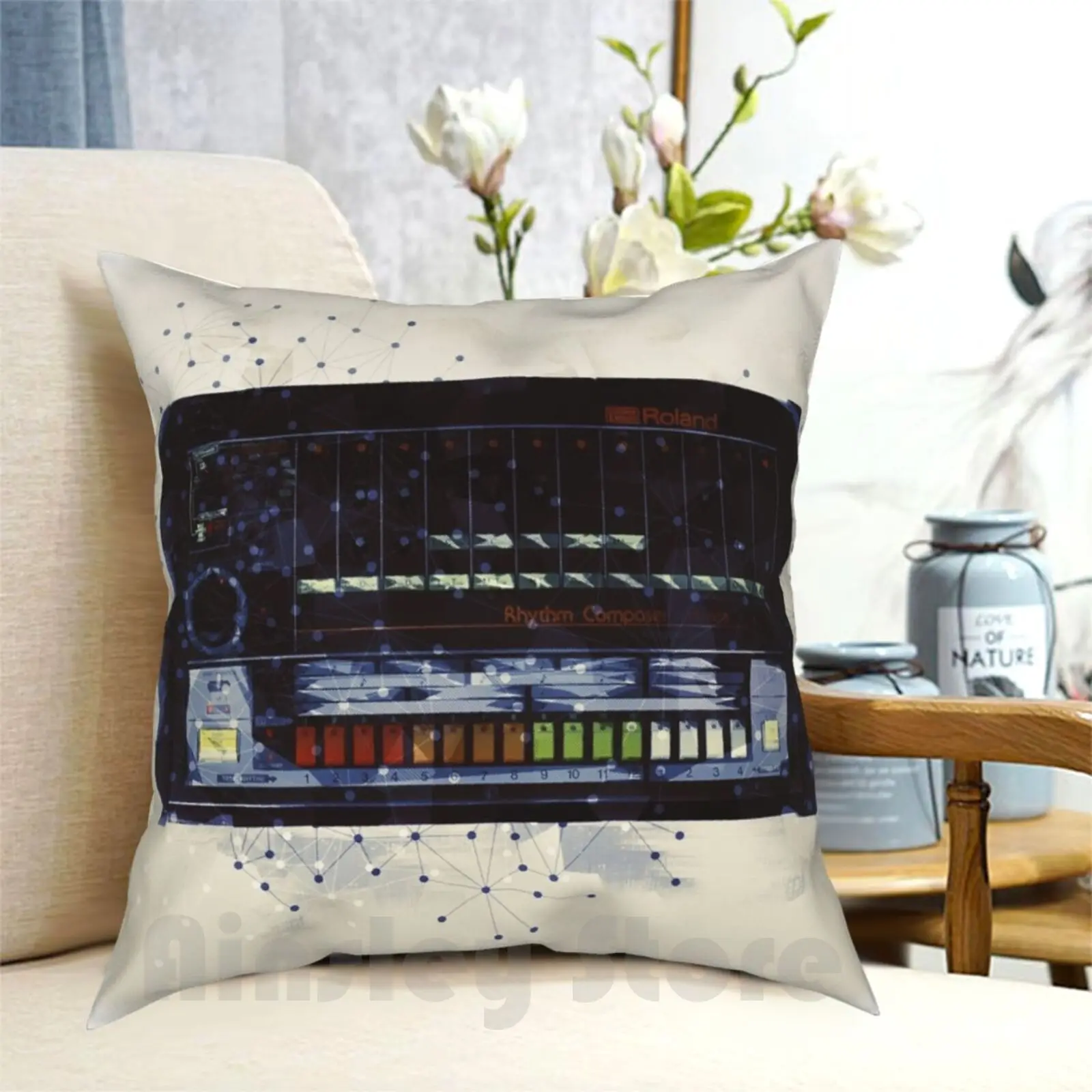 

808 Drum Machine Abstract Design Pillow Case Printed Home Soft DIY Pillow Cover 808 Drummachine Beatbox Roland Tr808 Tr 808