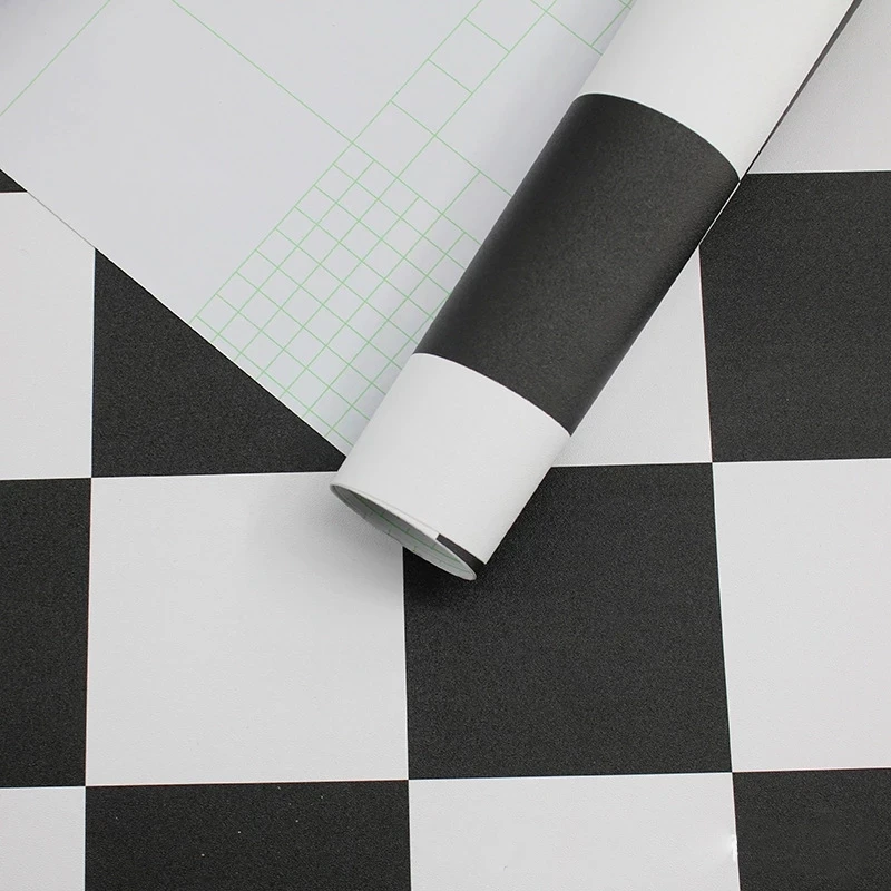 Check Thick Self-Adhesive Wallpaper Roll, Black and White Checkered, Home Decor Sticker, DIY, Living Room, Bedroom Wall, Kitchen