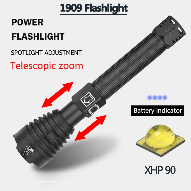 Litwod led flashlight XHP90 Flashlight power 26650 18650 battery powerful Tactical Flash Light Torch for Outdoor Hunting light