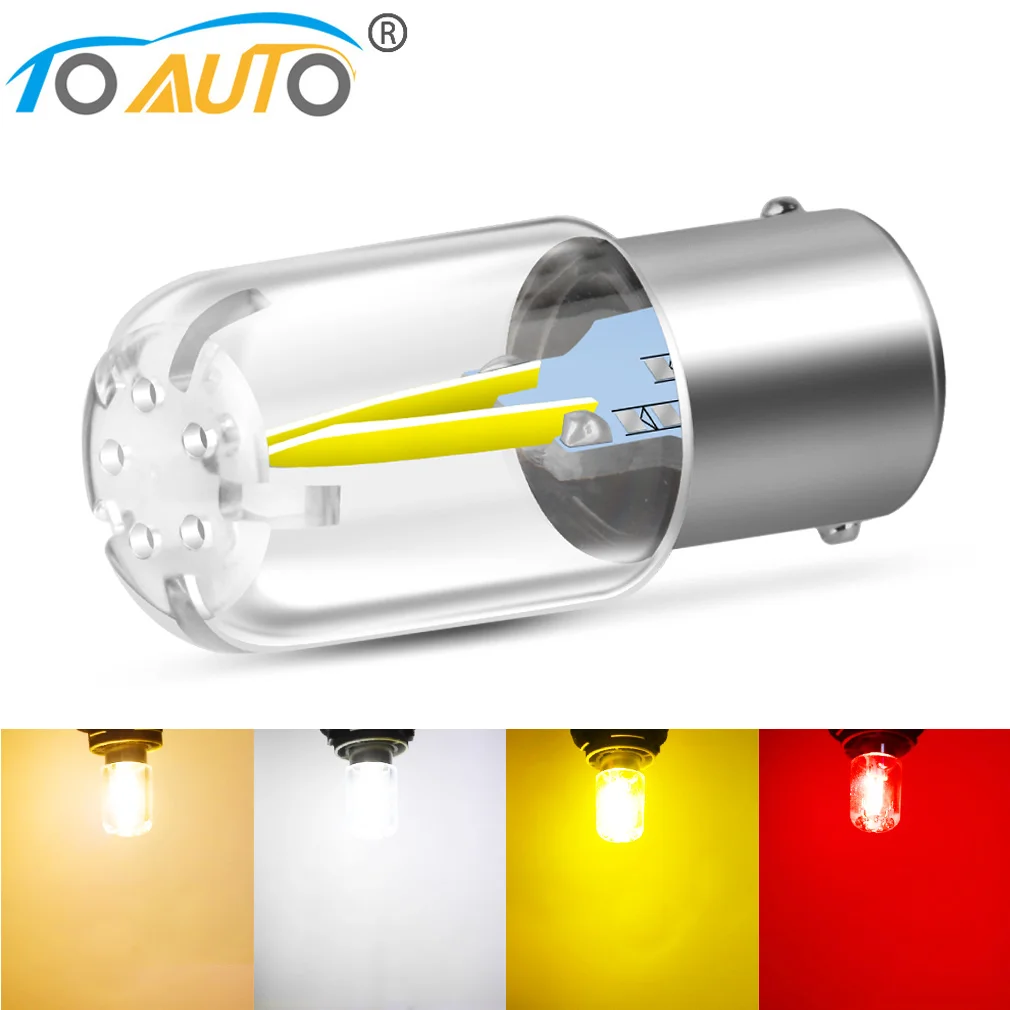 1pcs 1156 BA15S P21W 1157 BAY15D P21/5W COB LED Filament Chip LED Bulbs High Power Car Reverse Lights Turn Signal Light DC 12V