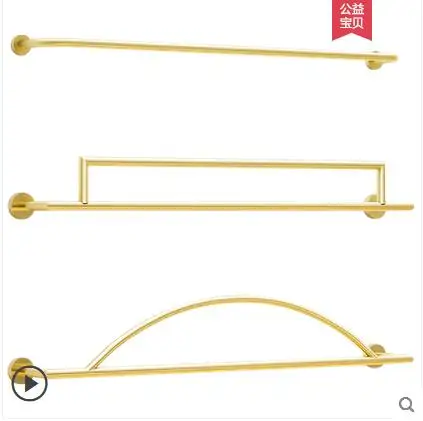 

Clothing store display rack wall-mounted women's clothes hook, upper wall rail, golden clothes hanger.