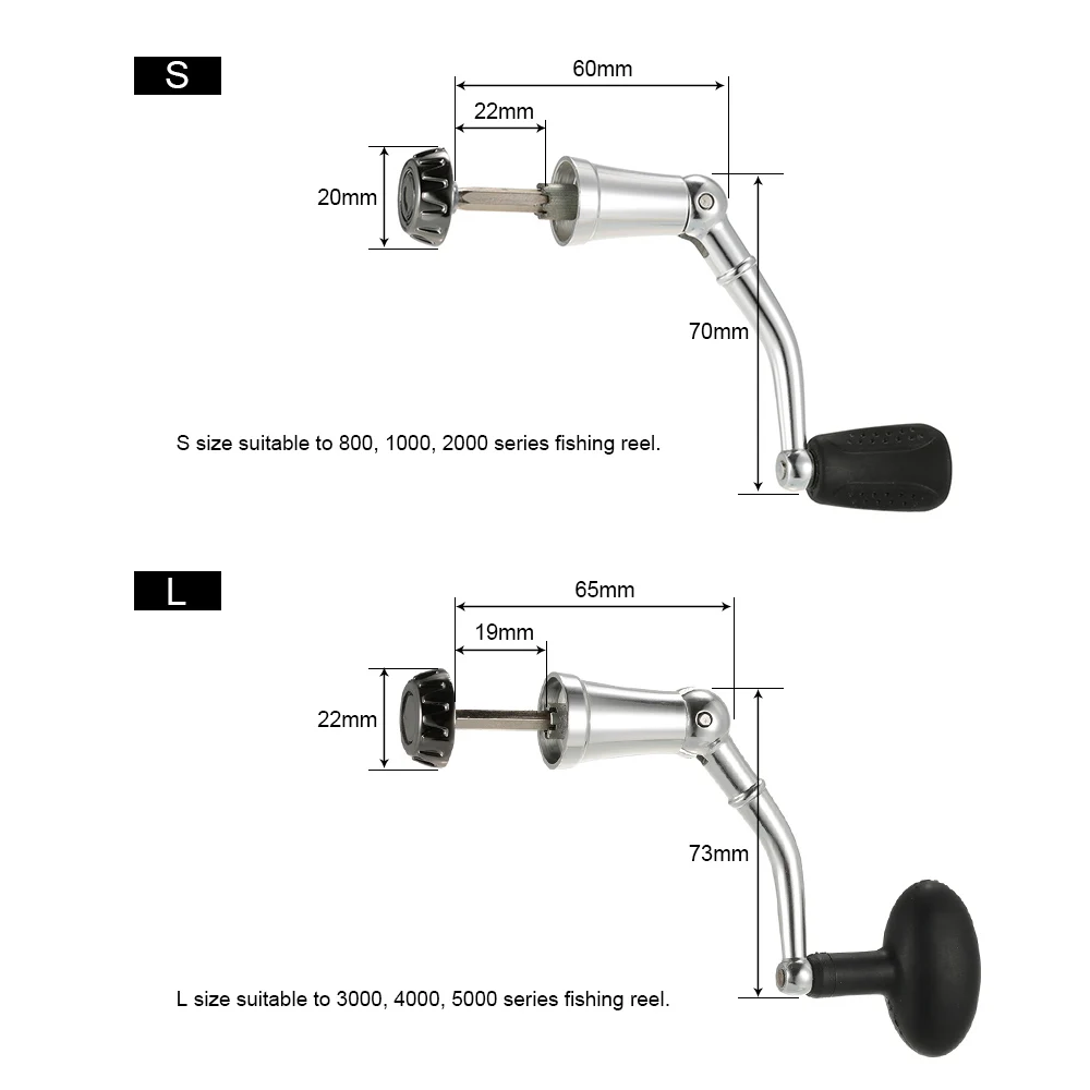 Lixada Aluminum Alloy Rotary Knob Foldable Power Handle for Fishing Spinning Reel Replacement Handle Nonslip Grip