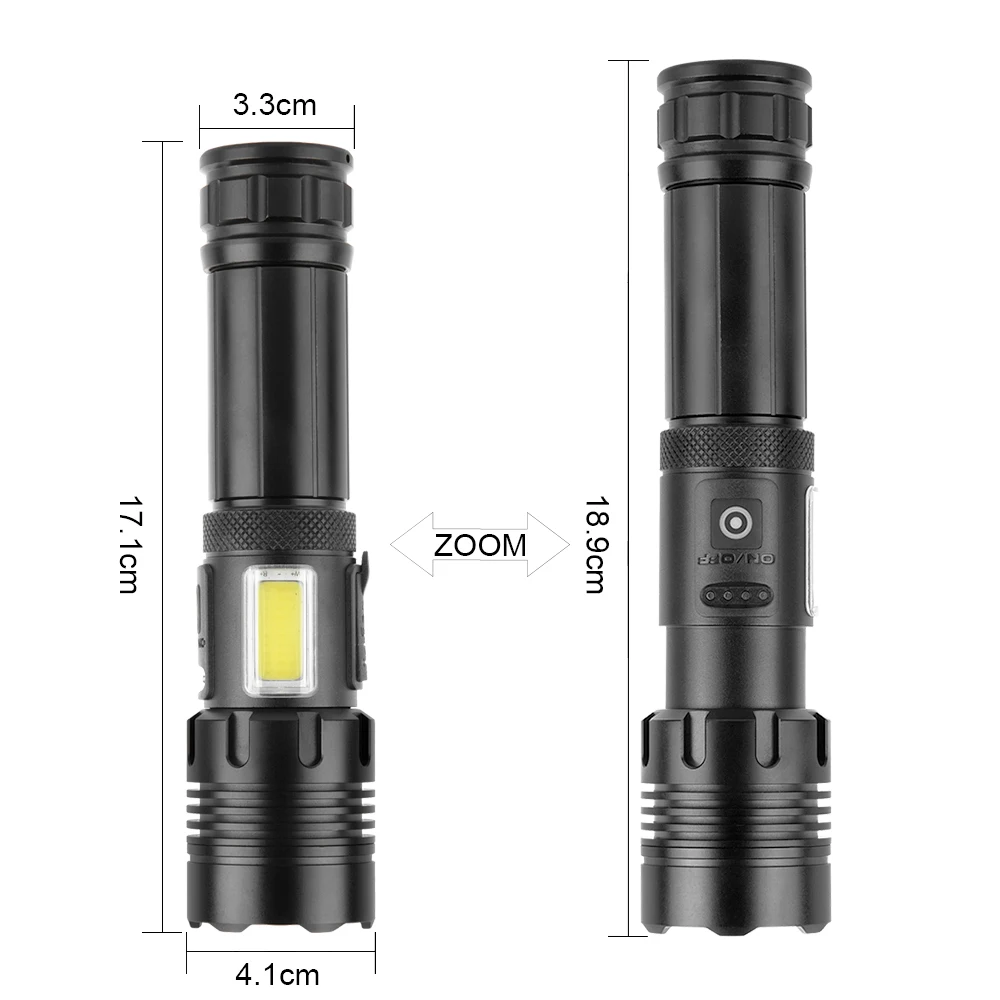 Anjoet XHP70+COB LED Led Zoom Flashlight USB Rechargeable Waterproof Lamp torch 26650/18650 Battery Outdoor Light Camp