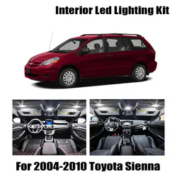 11 Bulbs White Interior LED Car License Plate Light Kit Fit For Toyota Sienna 2004-2006 2007 2008 2009 2010 Map Door Cargo Lamp