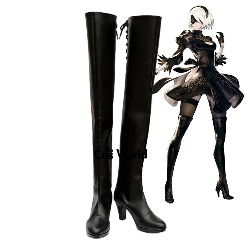 Nier: Automata YoRHa No.2 Typ B Spiele Anpassen Cosplay High Heels Schuhe Stiefel