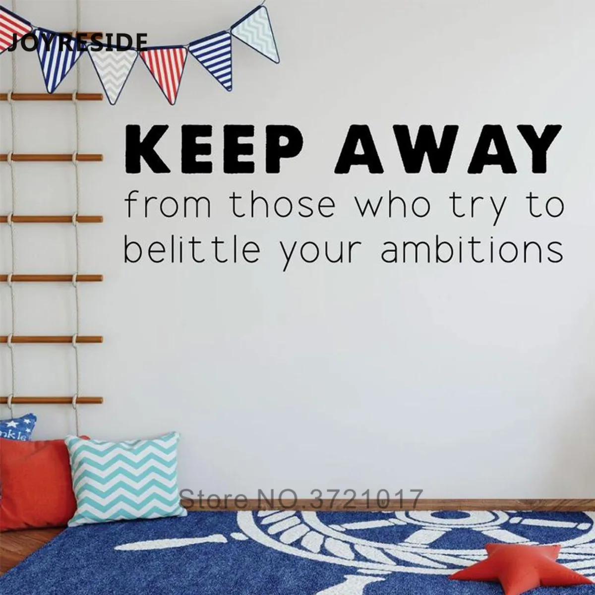 JOYRESIDE Keep Away Quotes Wall Sticker Encourage Words Ambition Home Playroom Wall Decor Vinyl Decoration Livingroom WM368