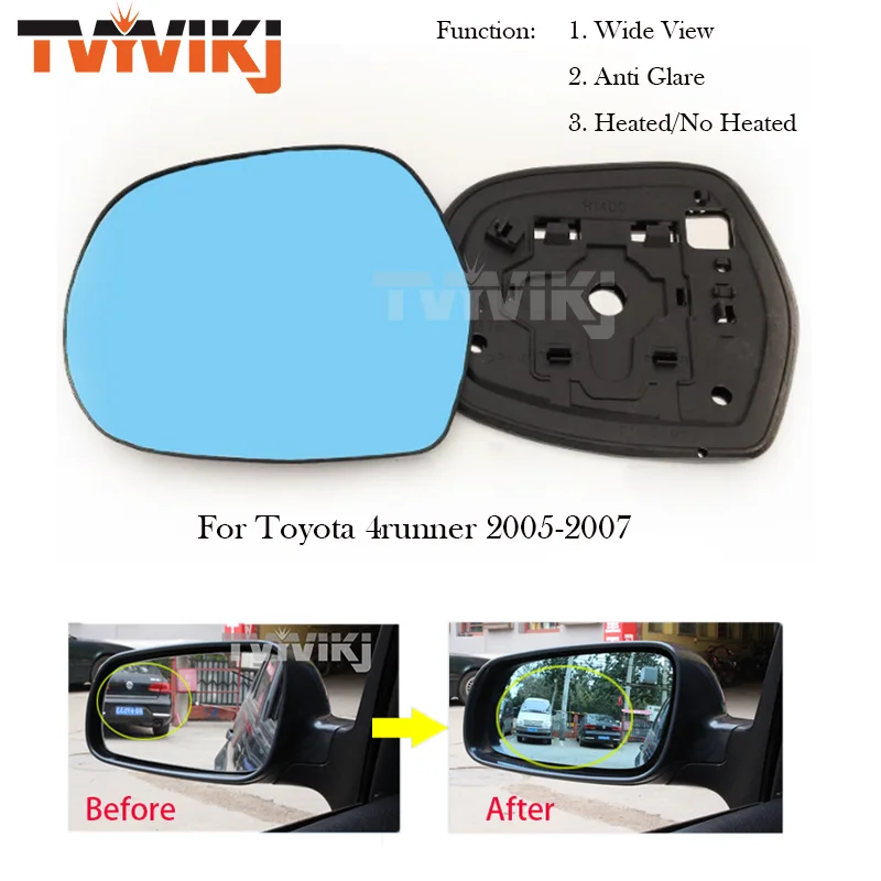 TVYVIKJ Side Rearview Mirror Blue Glass Lens For TOYOTA 4runner 2005-2009 Wide View anti glare side door mirror wing