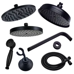 Black Brass Handheld Chuva Chuveiro Cabeça, Cabeça de Chuveiro De Mão, 8 