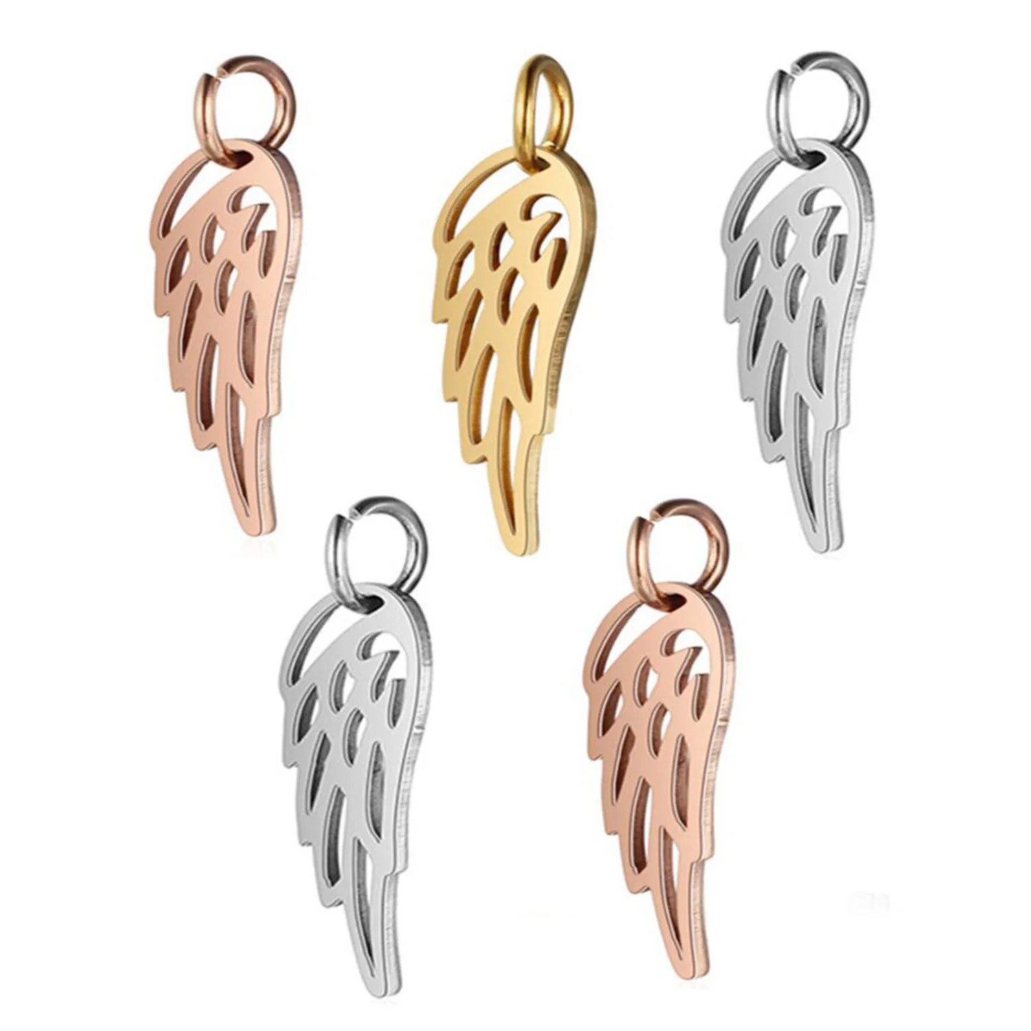 

6Pcs Classic Stainless Steel Angel Wings Charms Hollow Pendants for Bracelet Necklace DIY Jewelry Making Accessories