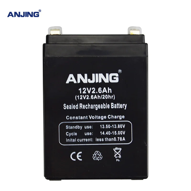 ANJING 12V 2.6AH Battery for Backup Power LED Emergency Light Children Toy Car Lead-Acid Accumulator Replacement Maintenance