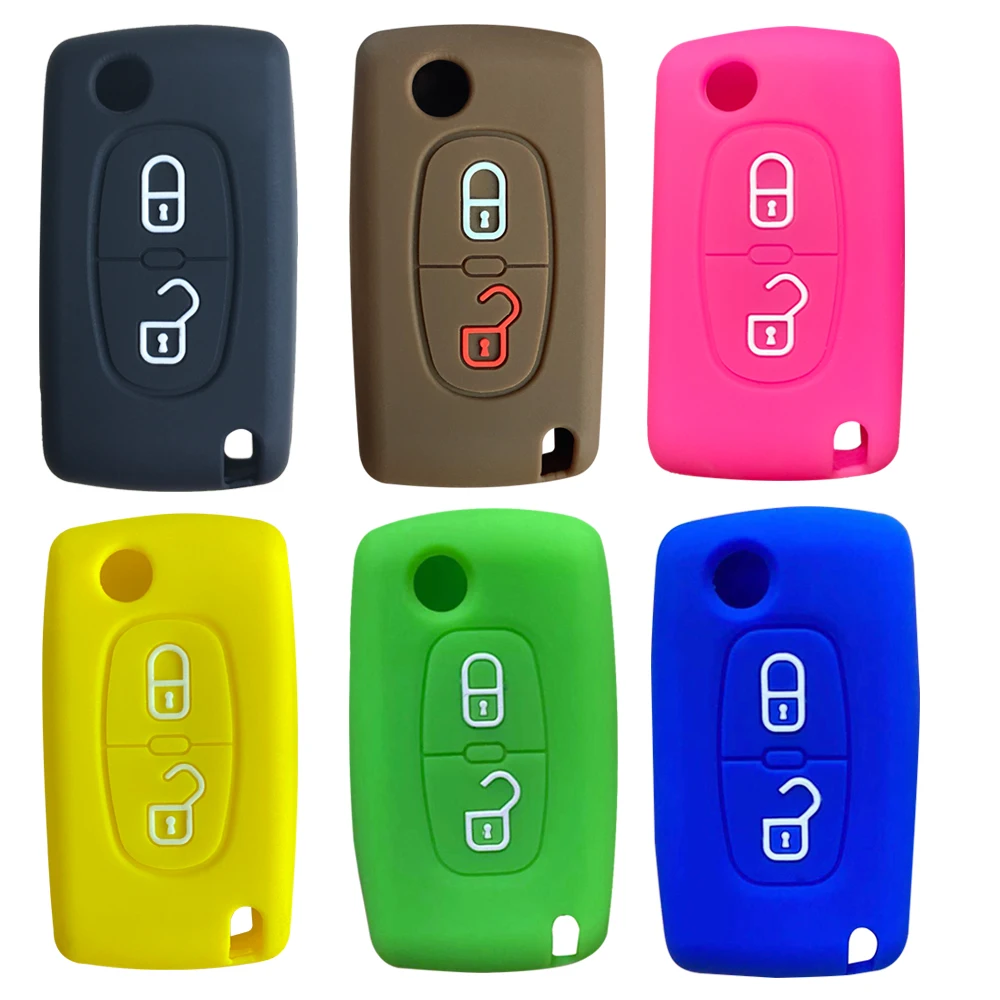 Key Case Cap for Citroen C3 C Crosser Key Cover for Peugeot 308 307 207 206 307S 307sw 407 607 3008 5008 Silica Gel Keychain