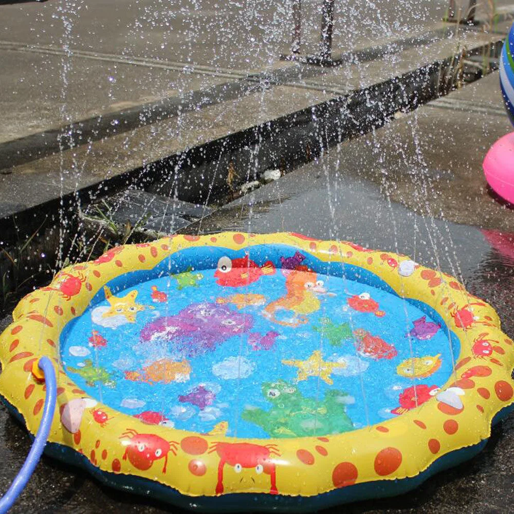 Bayi Tikar Air Anak Sprinkler Pad Tikar Anak-anak Musim Panas Luar Ruangan Air Splash Bermain Tikar Rumput Tiup Sprinkler Bantal Mainan