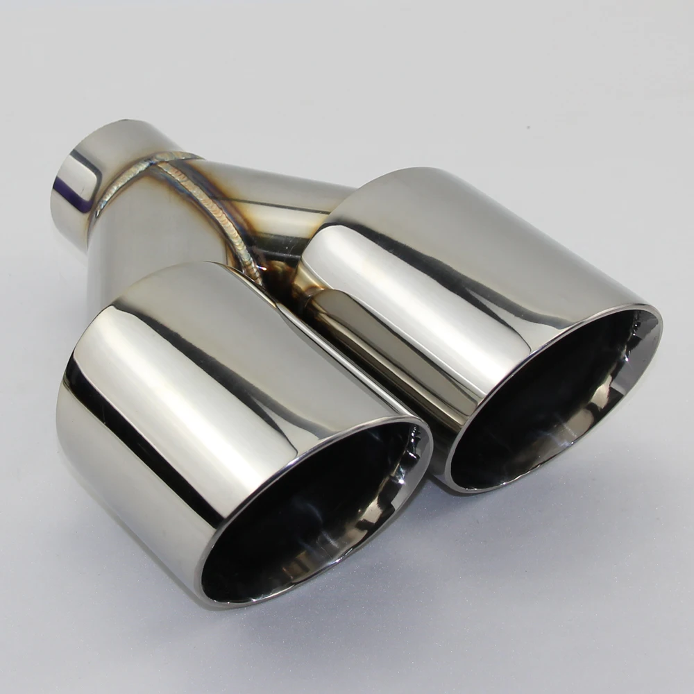 

Accessories stainless steel black and bright face without marked Y-type double outlet straight edge exhaust pipe tailpipe