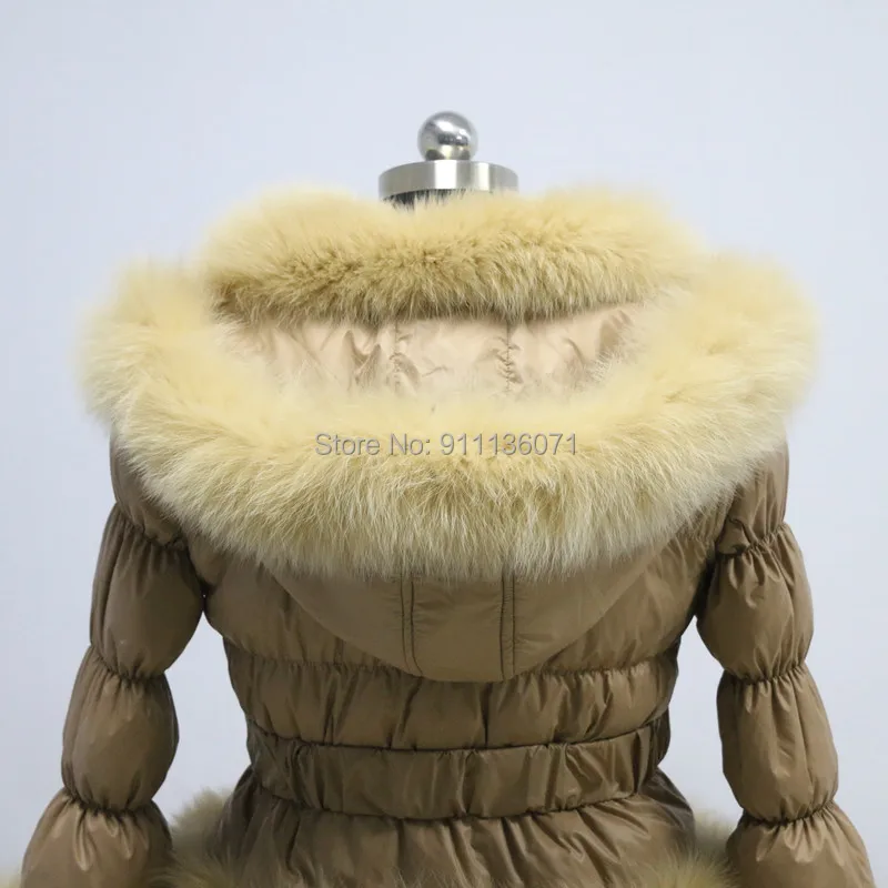 Custom Free Shipping Woman And Children Puffer Jacket 4 Rows With Detached Hood Sleeves Real Fur Down Coat