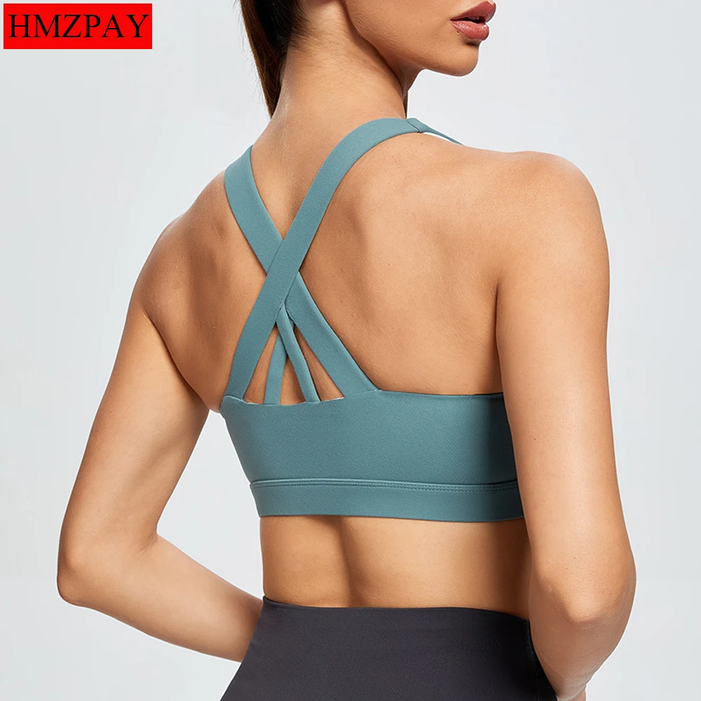 New Fabric Nylon Breathable Women Yoga Tops Sports Bra Solid Color And Sexy Sports Wear Outdoor Exercise Clothes Running Bras