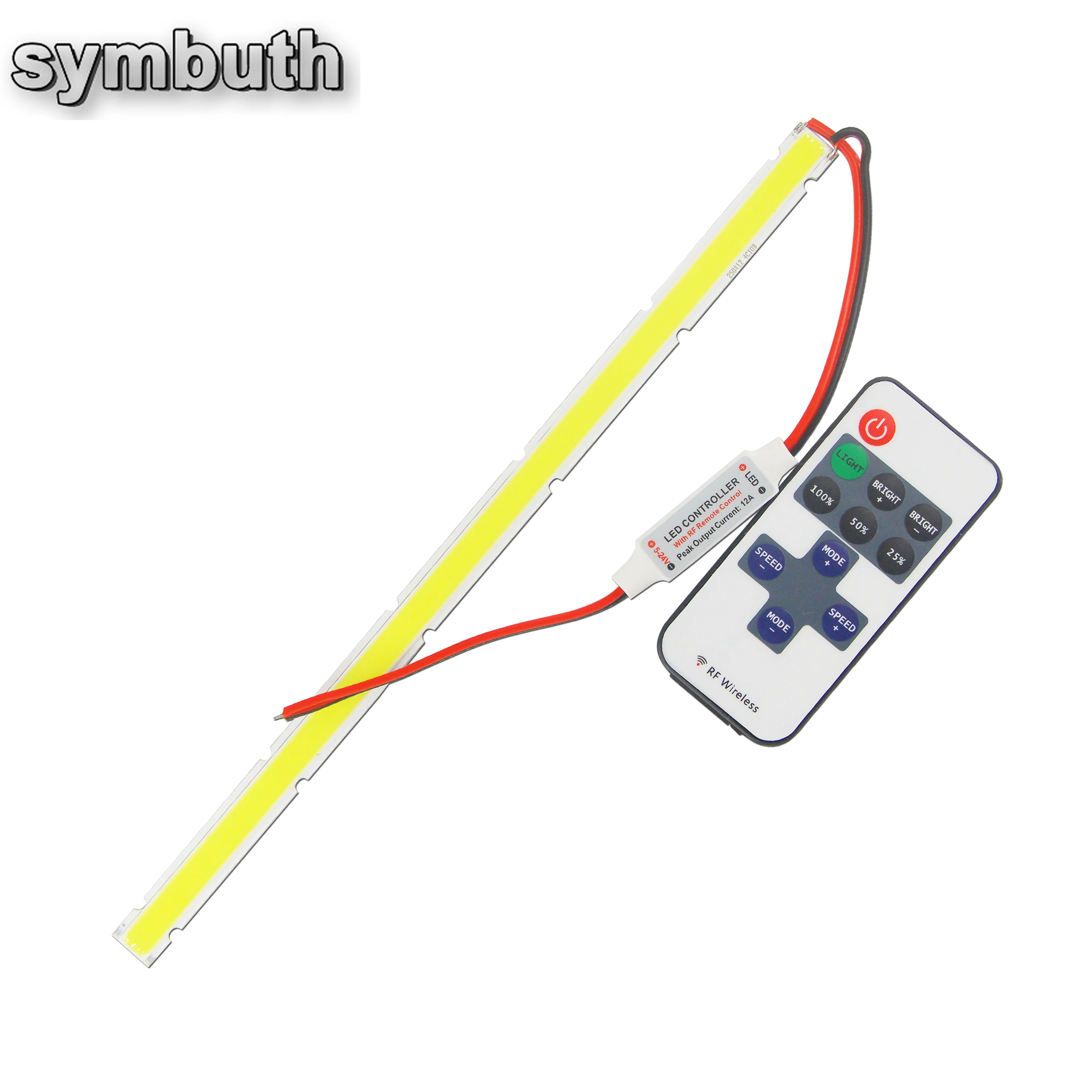 250x12mm 10W 1000LM DC 12V COB LED Strip Light Source with RF Remote Controller Dimmer Warm Natural Cold White