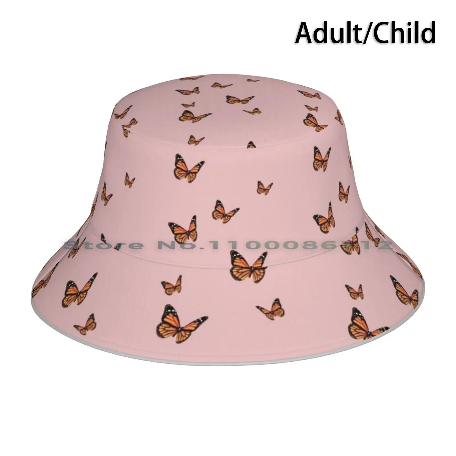 Butterflies Bucket Hat Sun Cap Spring Cute Aesthetic Autumn Summer Fall White Black Vintage Vsco Valentine Pink Red Brimless