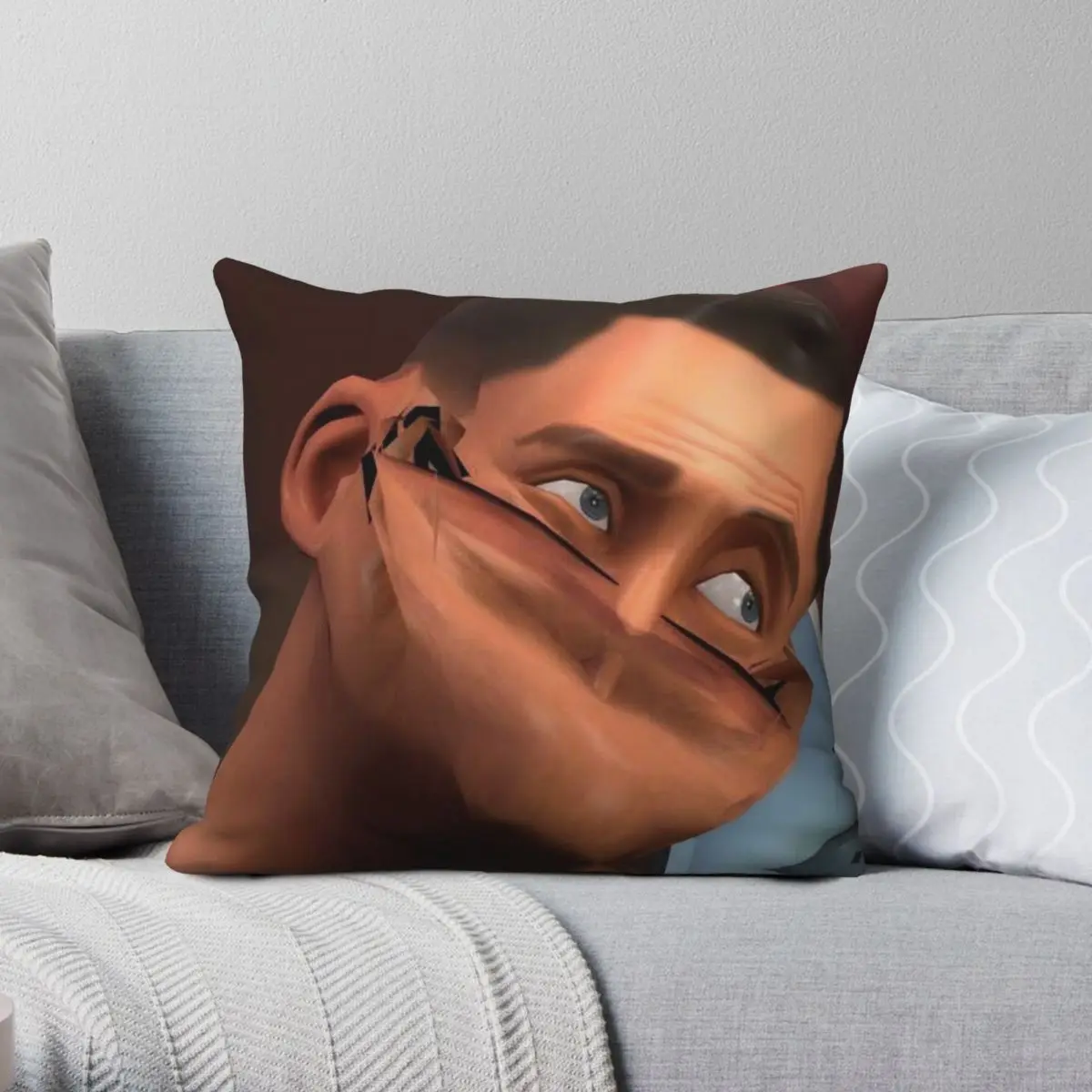 Team Fortress 2 TF2 Scout Face Pillowcase Polyester Linen Velvet Printed Zip Decor Home Cushion Cover