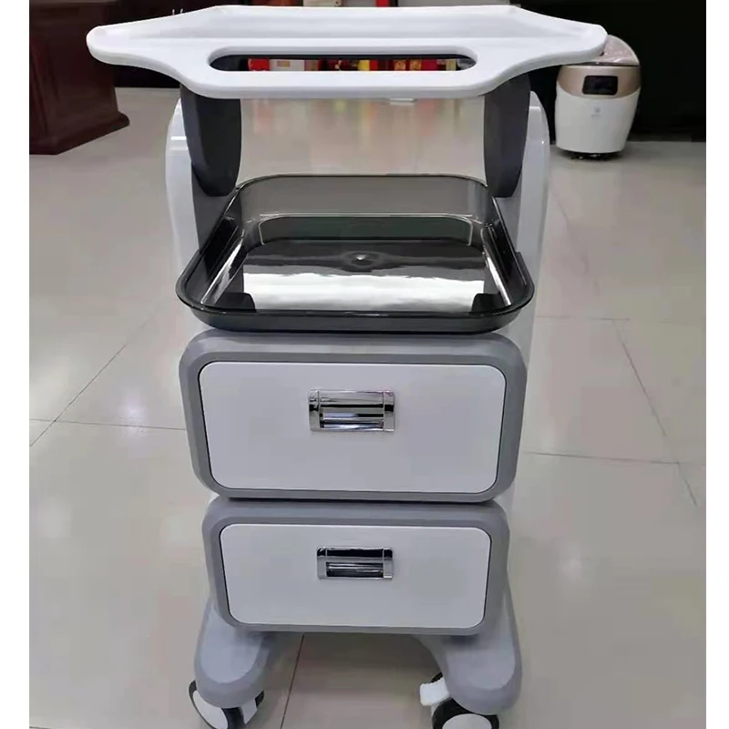 ABS The Double Drawer Aluminum Alloy Trolley Stand For Beauty Machine Assembled Trolley Cart SPA