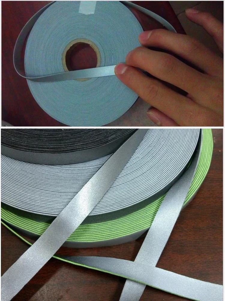 2CM di Larghezza A Doppio Feste Riflettente Tessuto Elastico di Stirata Striscia Riflettente Cucito In Abbigliamento